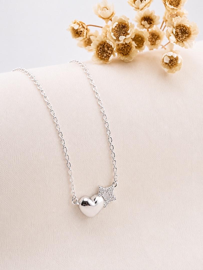 CADENA Y DIJE DE PLATA CORAZON CON ESTRELLA