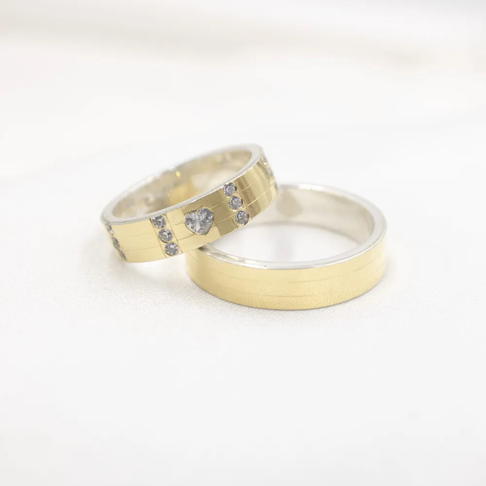 Aros de matrimonio plata 950 y lámina de oro 18K