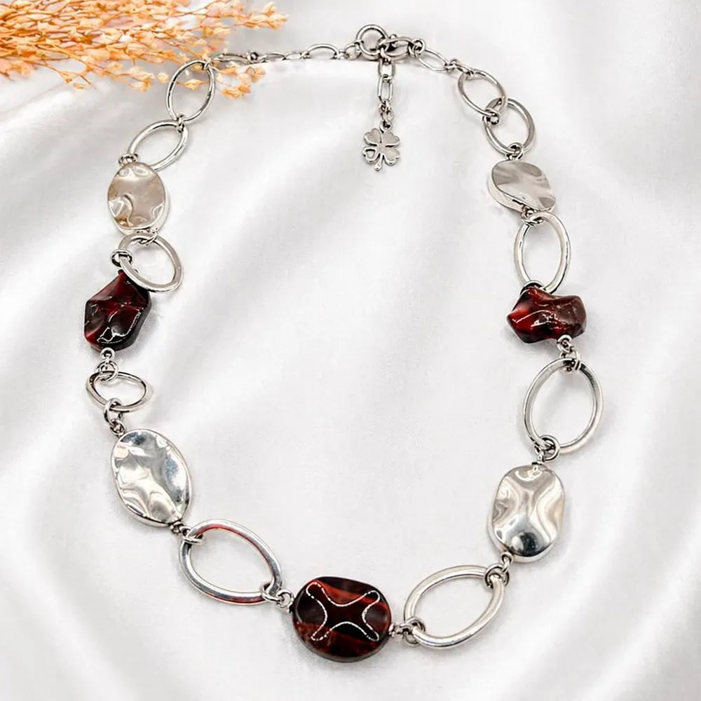 Collar de plata 950 con piedras ágata.