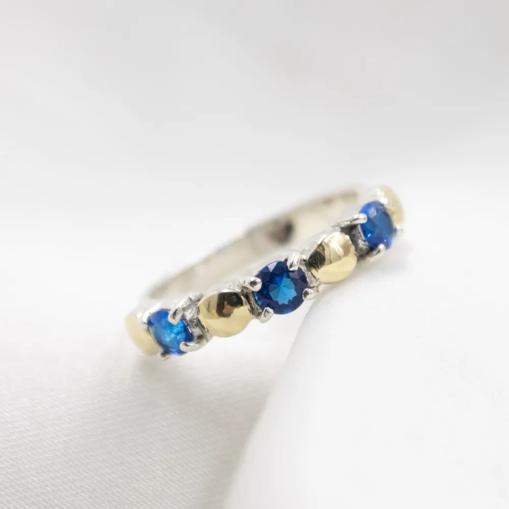 Sortija plata 950 con lámina de Oro 18 K