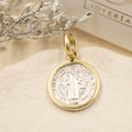 DIJE DE PLATA CON BISEL DE ORO SAN BENITO