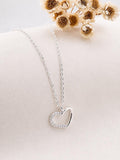 CADENA DE PLATA DIJE DE CORAZON 1/2 PIEDRITAS