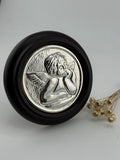 Adorno de plata con madera Angelito