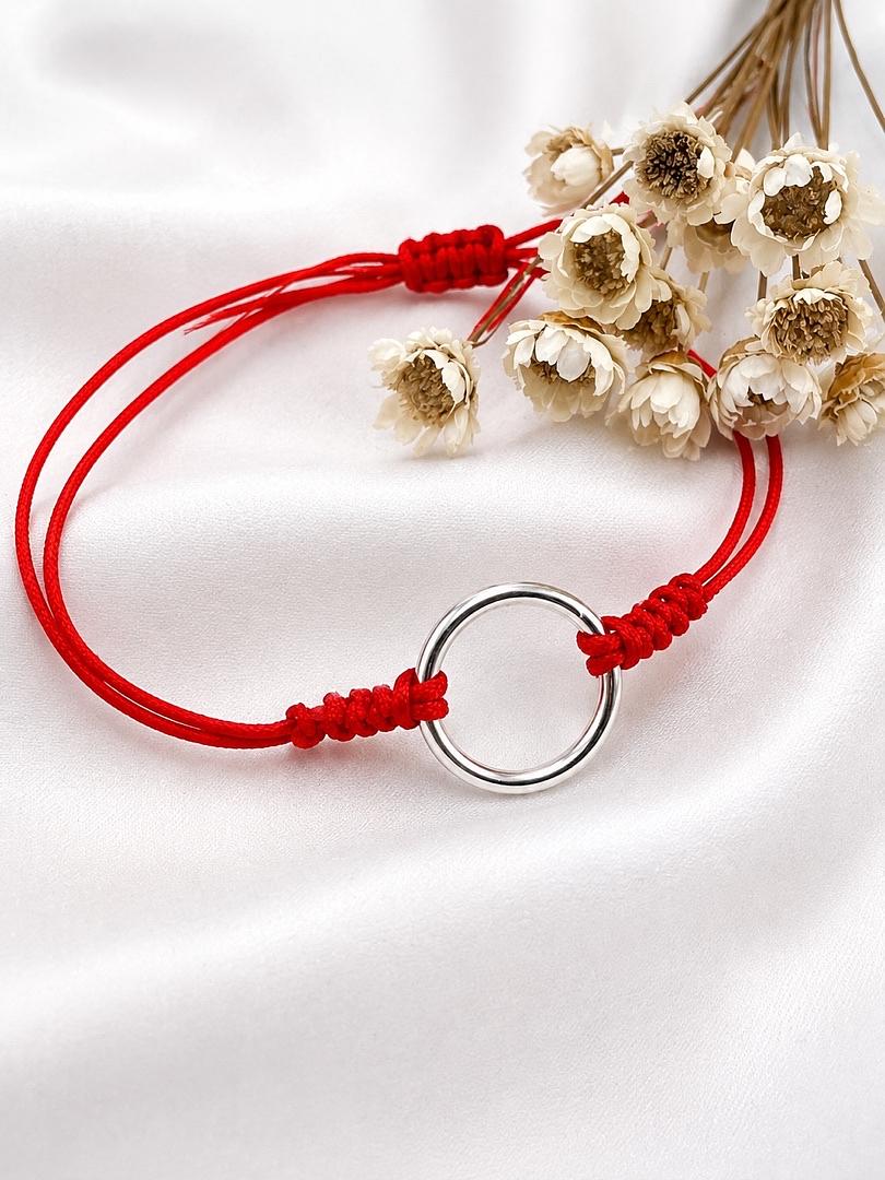 Pulsera regulable con dije de plata circular