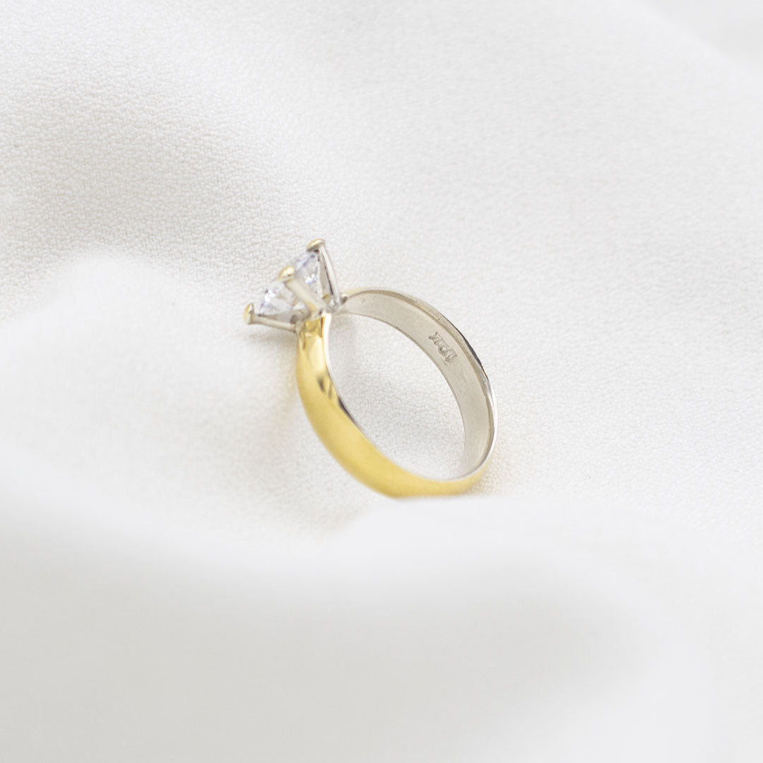 ANILLO DE COMPROMISO DE PLATA CON LÁMINA DE ORO AMARILLO 18K