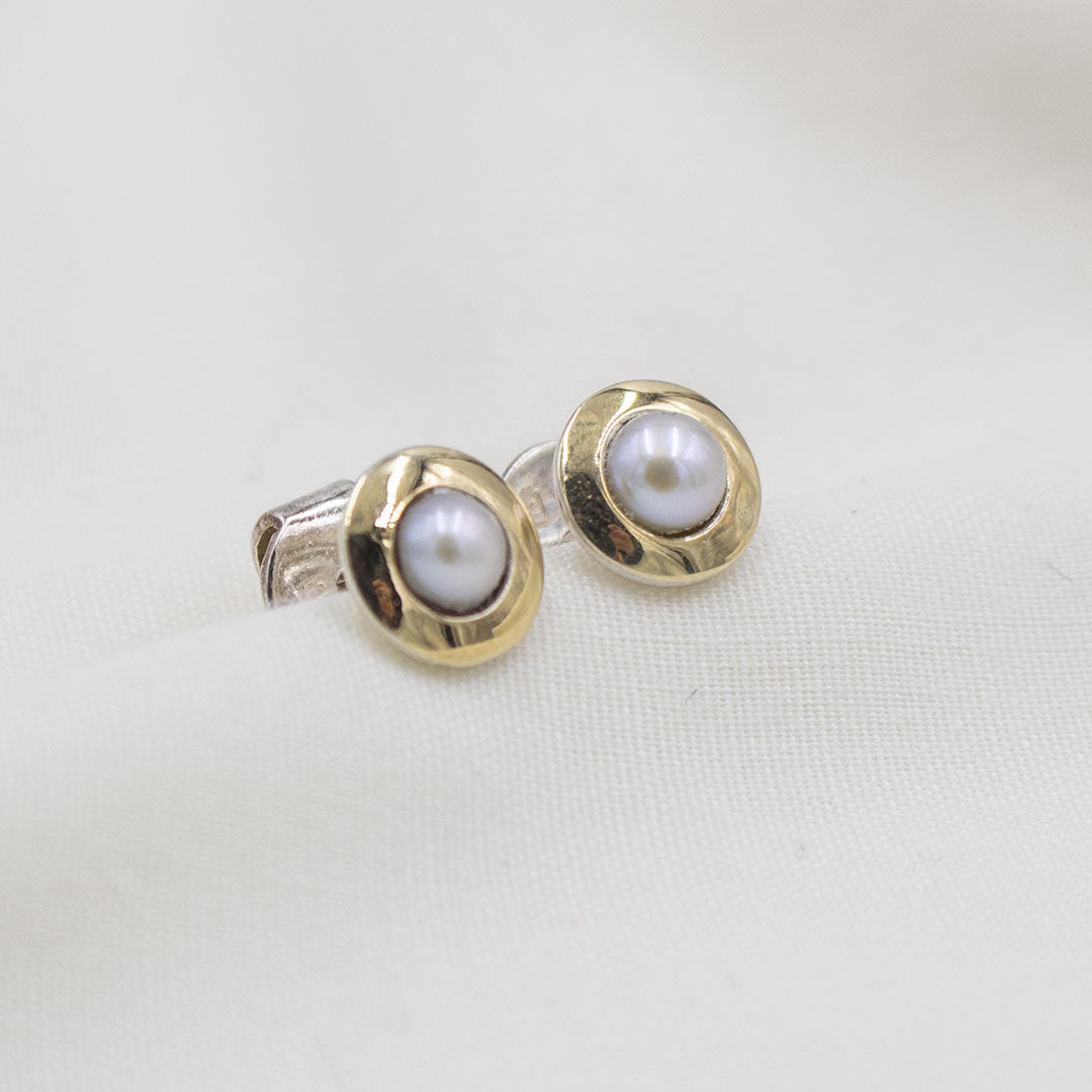 ARETES DE PLATA CON LÁMINA  DE ORO