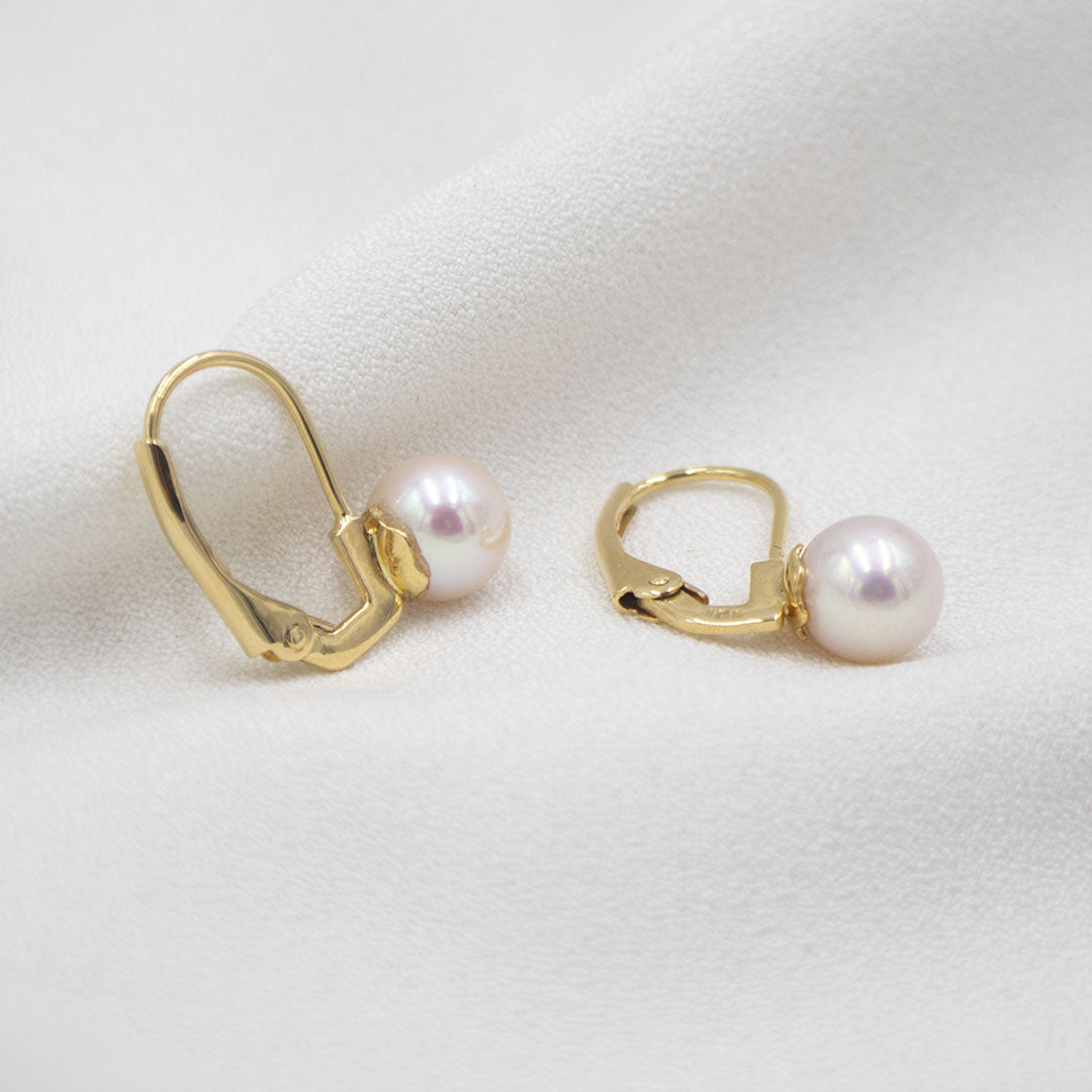 ARETES COLGANTES DE ORO CON PERLA NATURAL