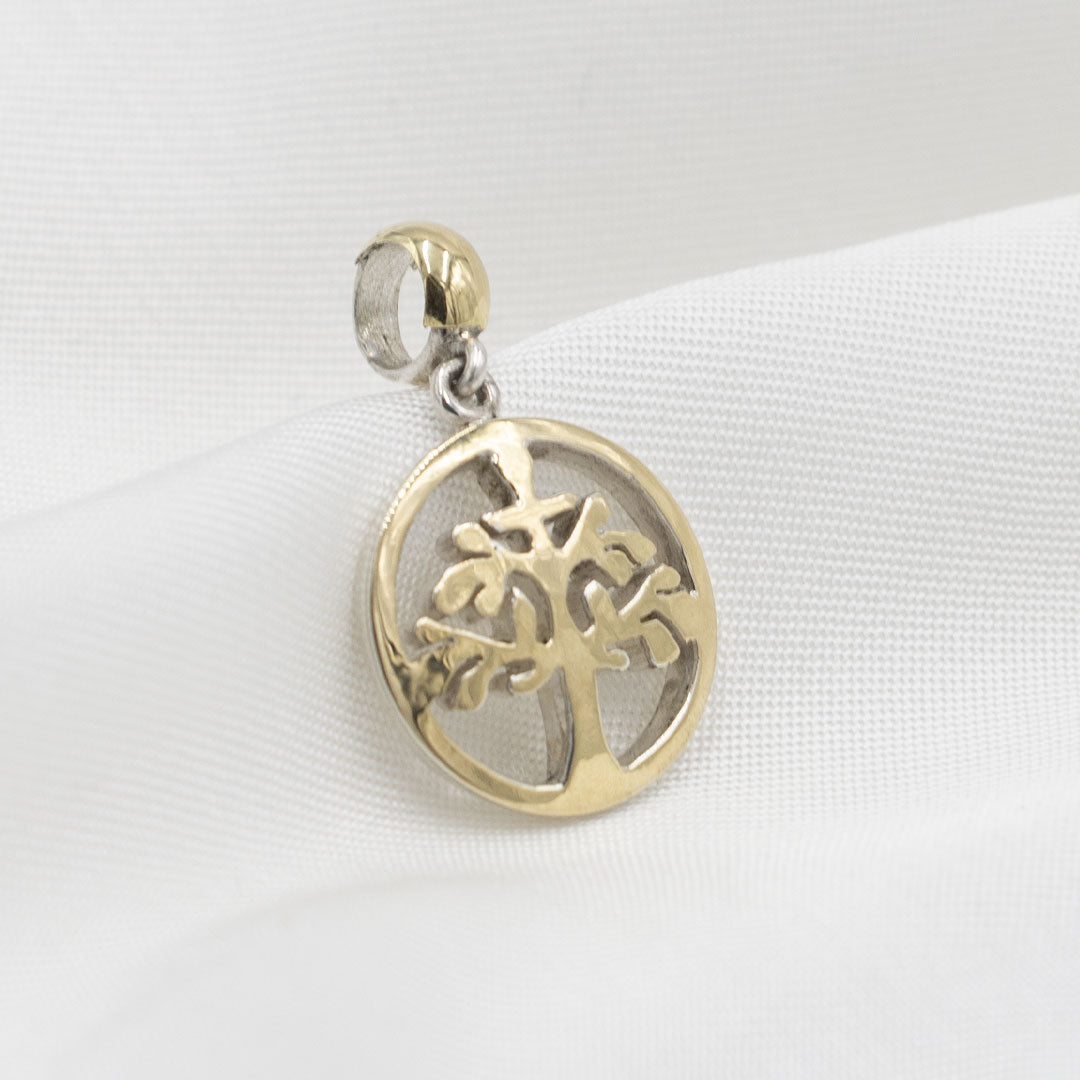DIJE ÁRBOL DE LA VIDA DE PLATA CON LÁMINA DE ORO 18K
