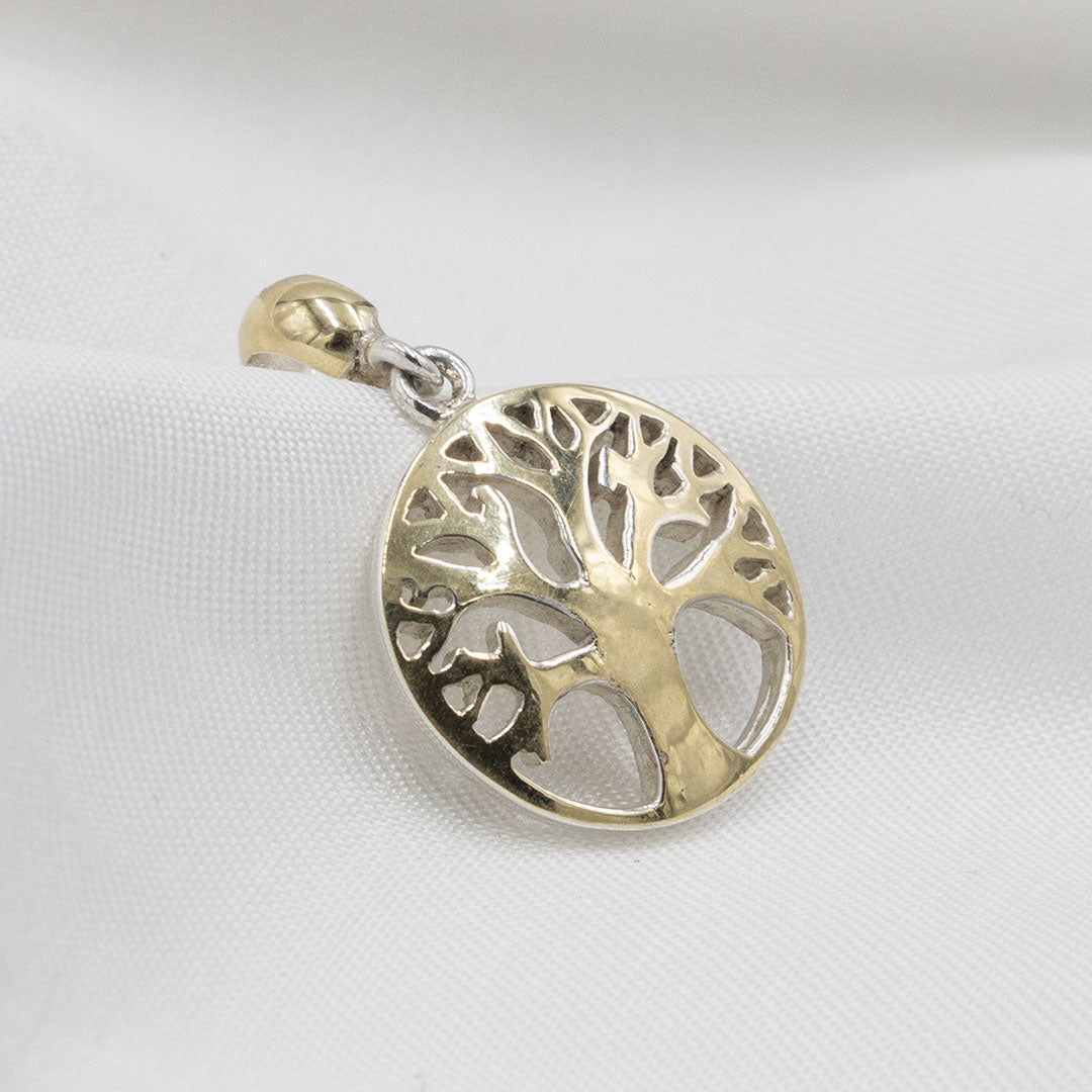 DIJE ÁRBOL DE LA VIDA DE PLATA CON LÁMINA DE ORO 18K