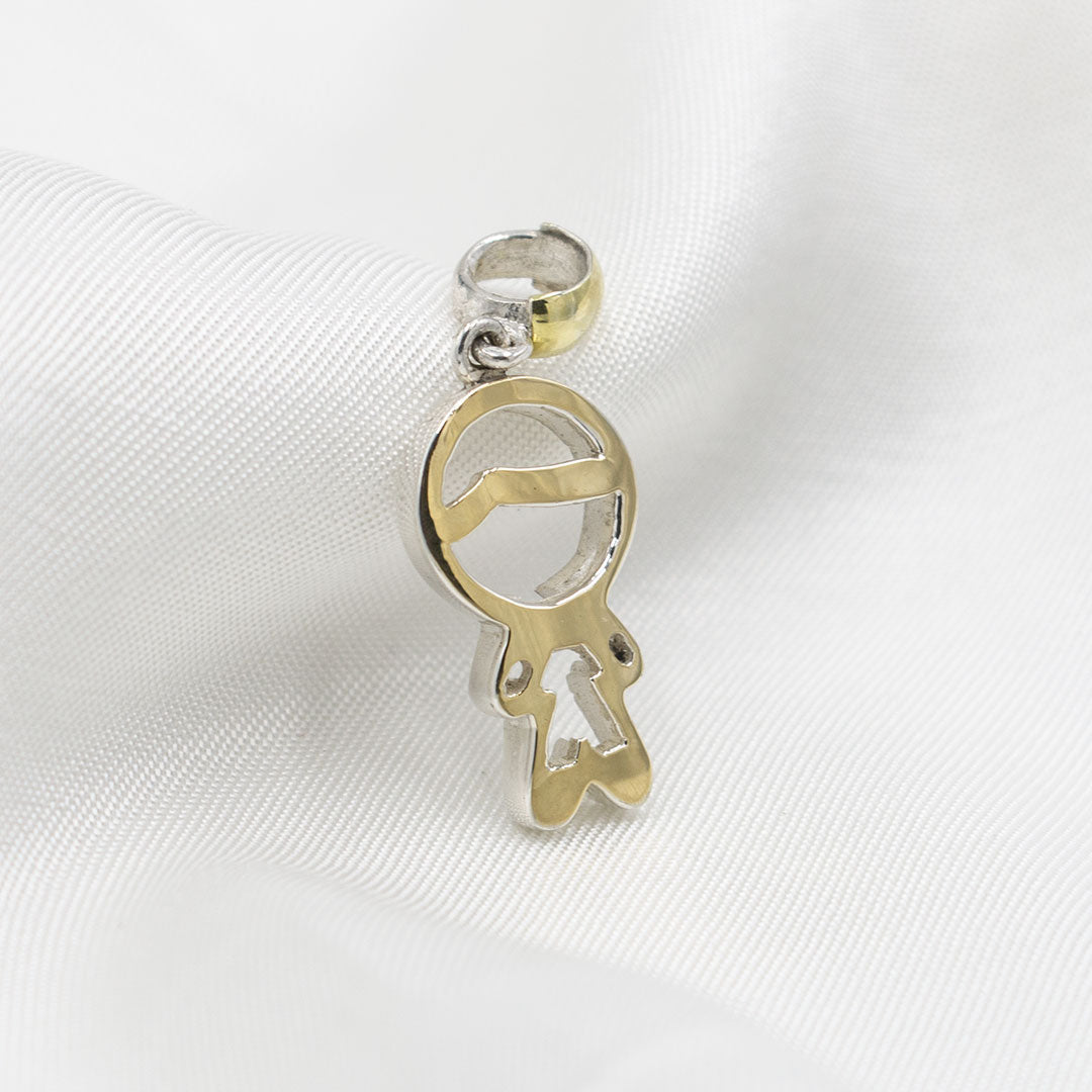 DIJE NIÑO DE PLATA CON LÁMINA DE ORO 18K