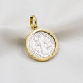 DIJE SAN BENITO DE PLATA CON ORO 18K