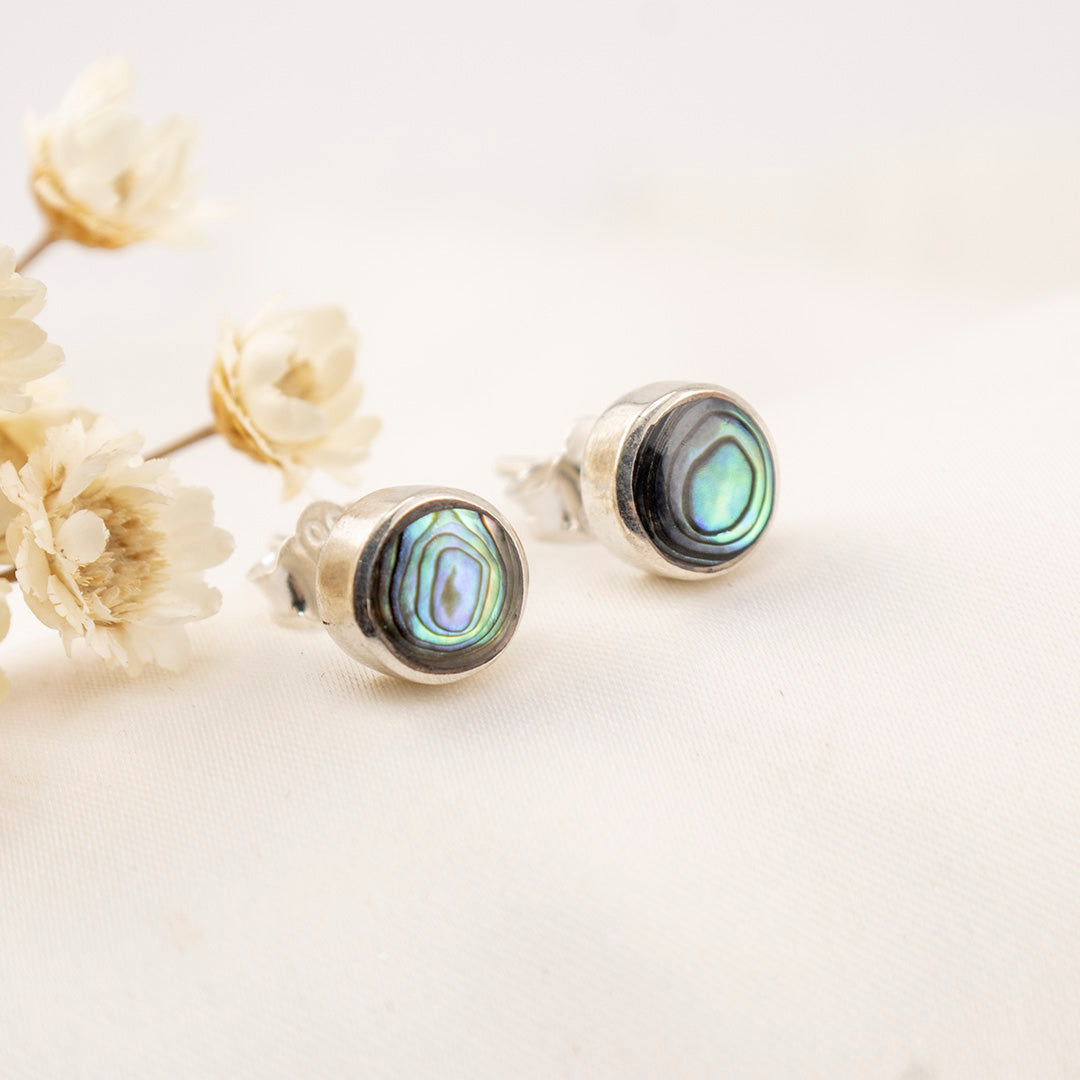 Aretes de plata con piedra abalon