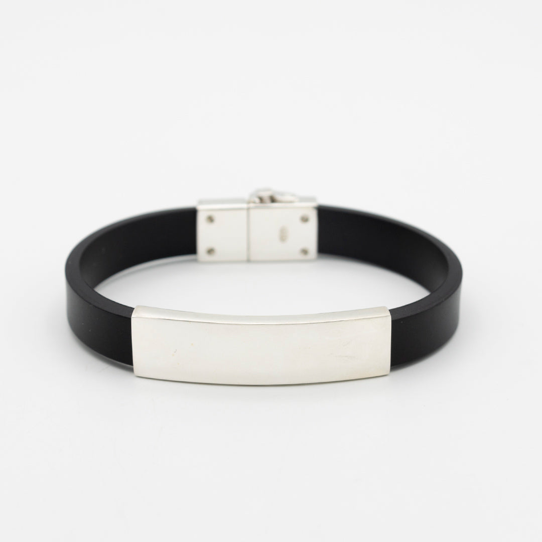 PULSERA DE PLATA CON CAUCHO