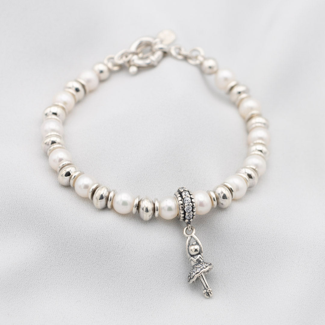 PULSERA DE PLATA CON PERLAS NATURALES