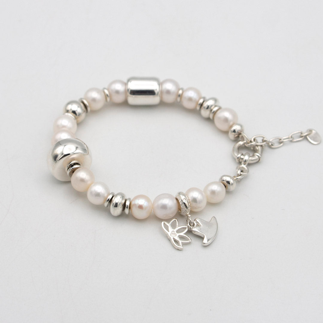 PULSERA DE PLATA CON PERLAS NATURALES