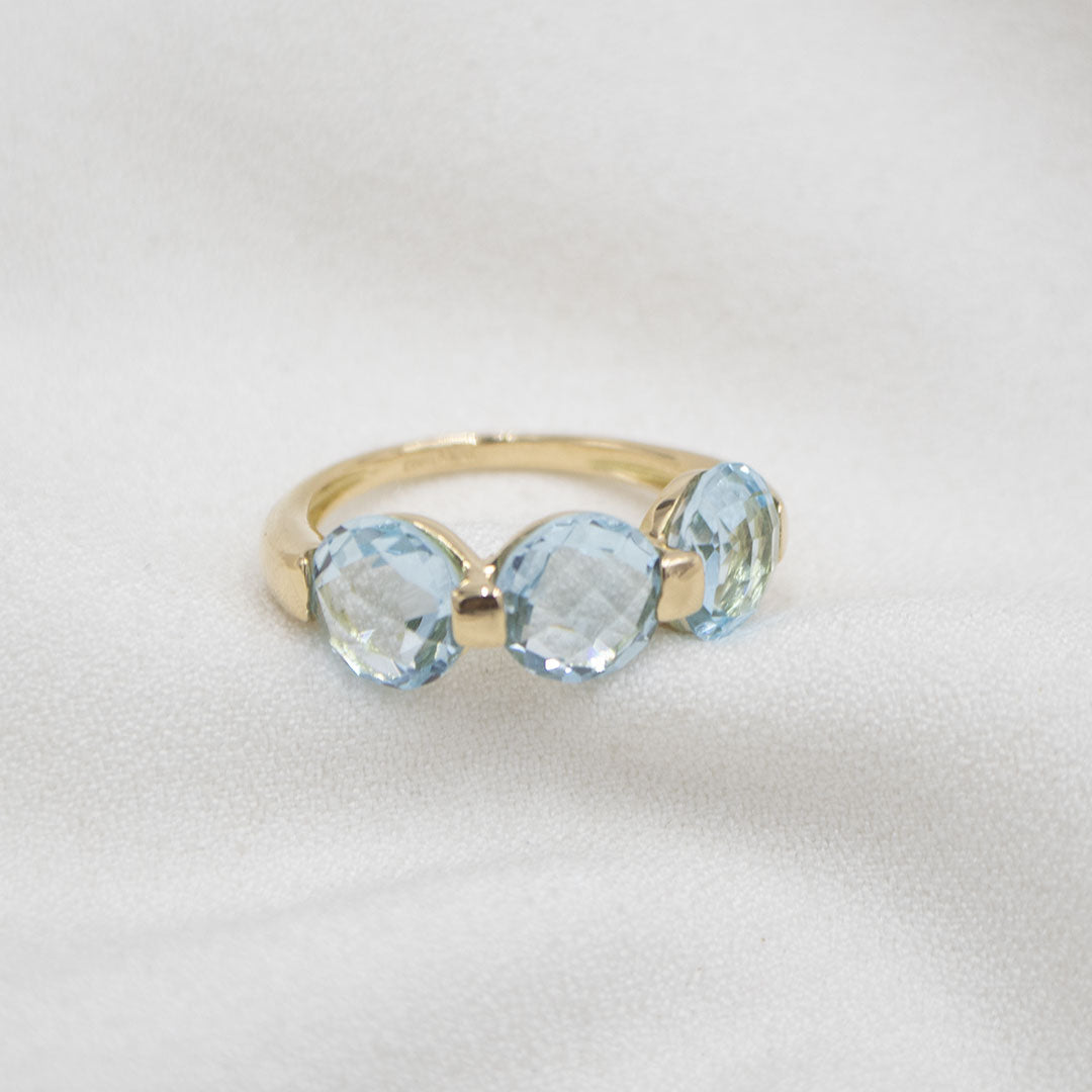 ANILLO DE ORO 18K CON PIEDRA NATURAL AGUA MARINA