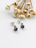 Aretes de Plata Flor Morada