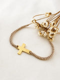 PULSERA REGULABLE DE CRUZ DE ORO