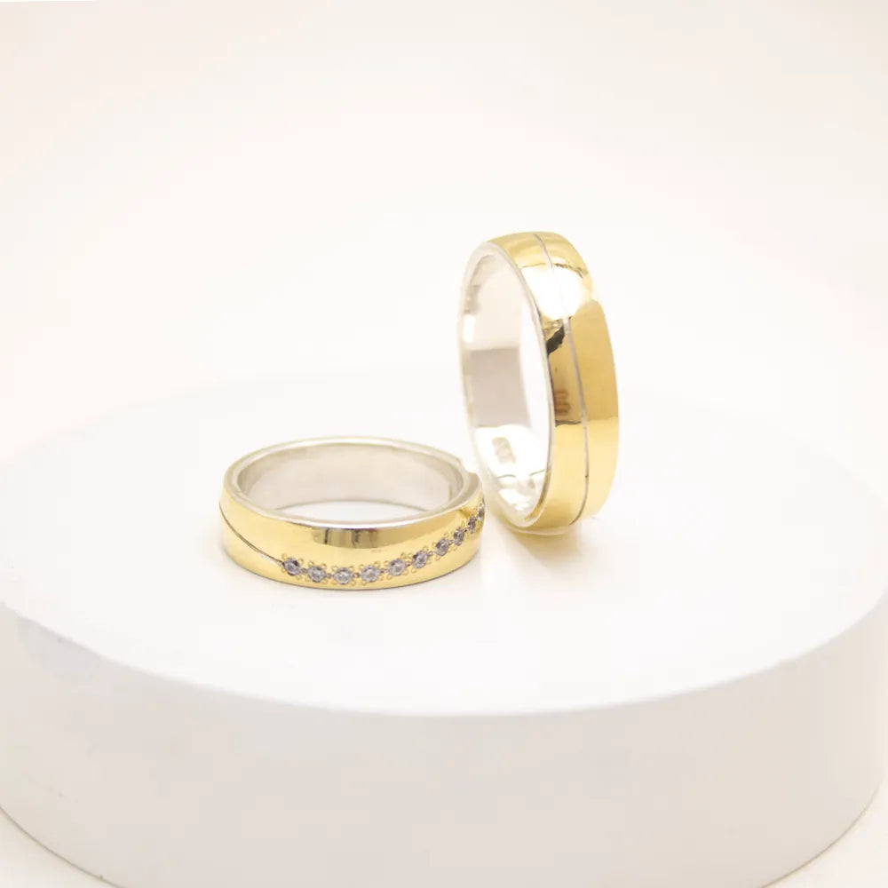 Anillos de Matrimonio Plata 950 y lámina de Oro 18K