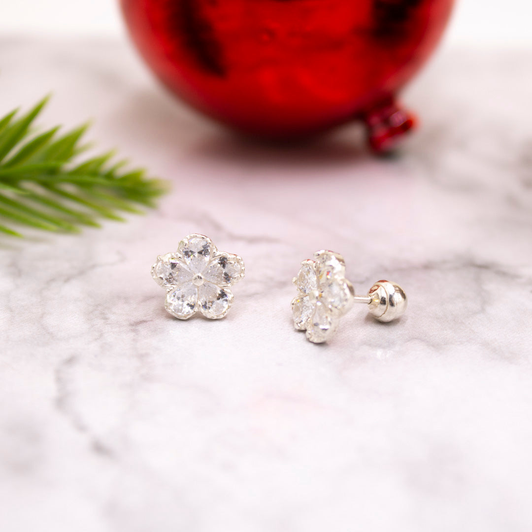 ARETES ROSETA DE PLATA