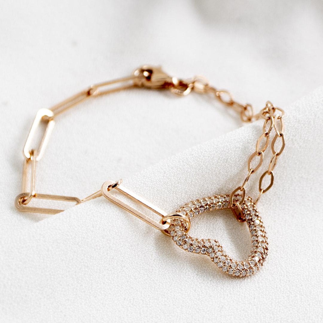 Pulsera de plata enchapada en oro rojo