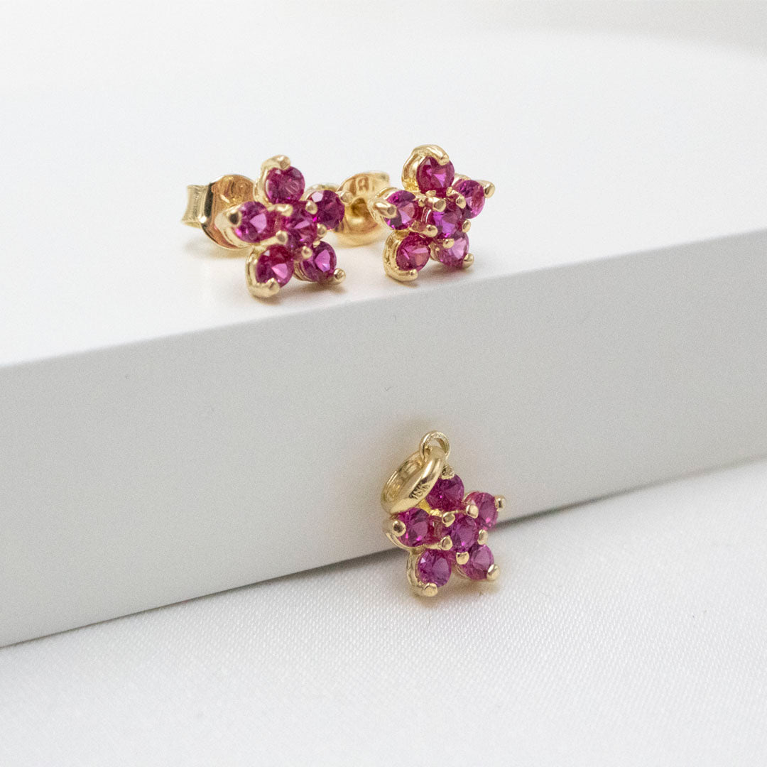 JUEGO  ROSETA DE ORO 18K