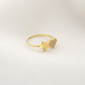 Sortija de estrella y corazón de oro
