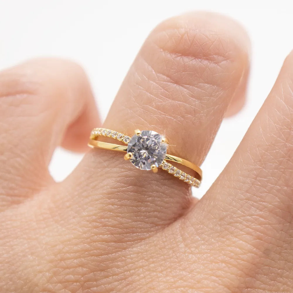 Anillo de compromiso de Plata enchapada en oro