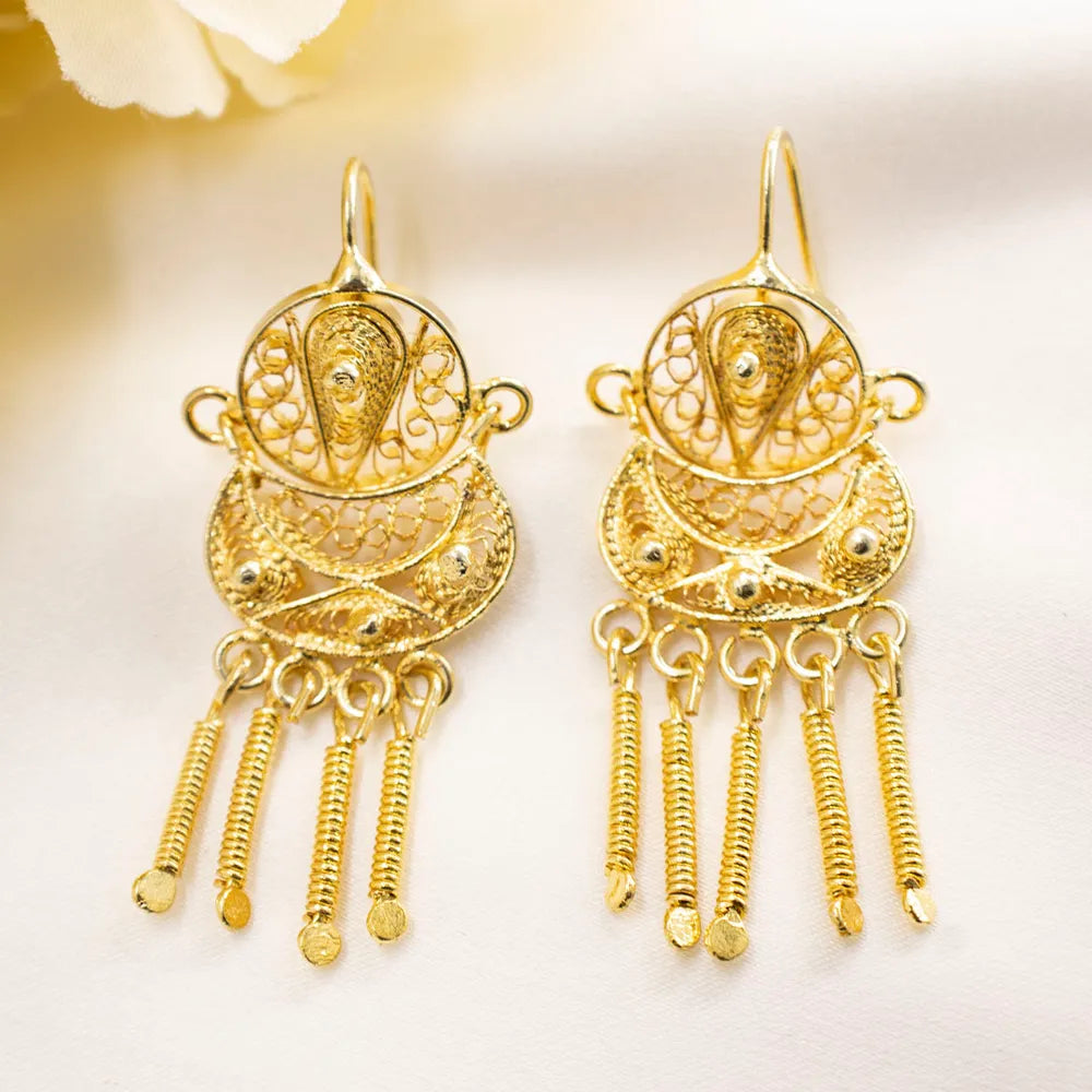 Dormilonas de cobre enchapados en oro 18k