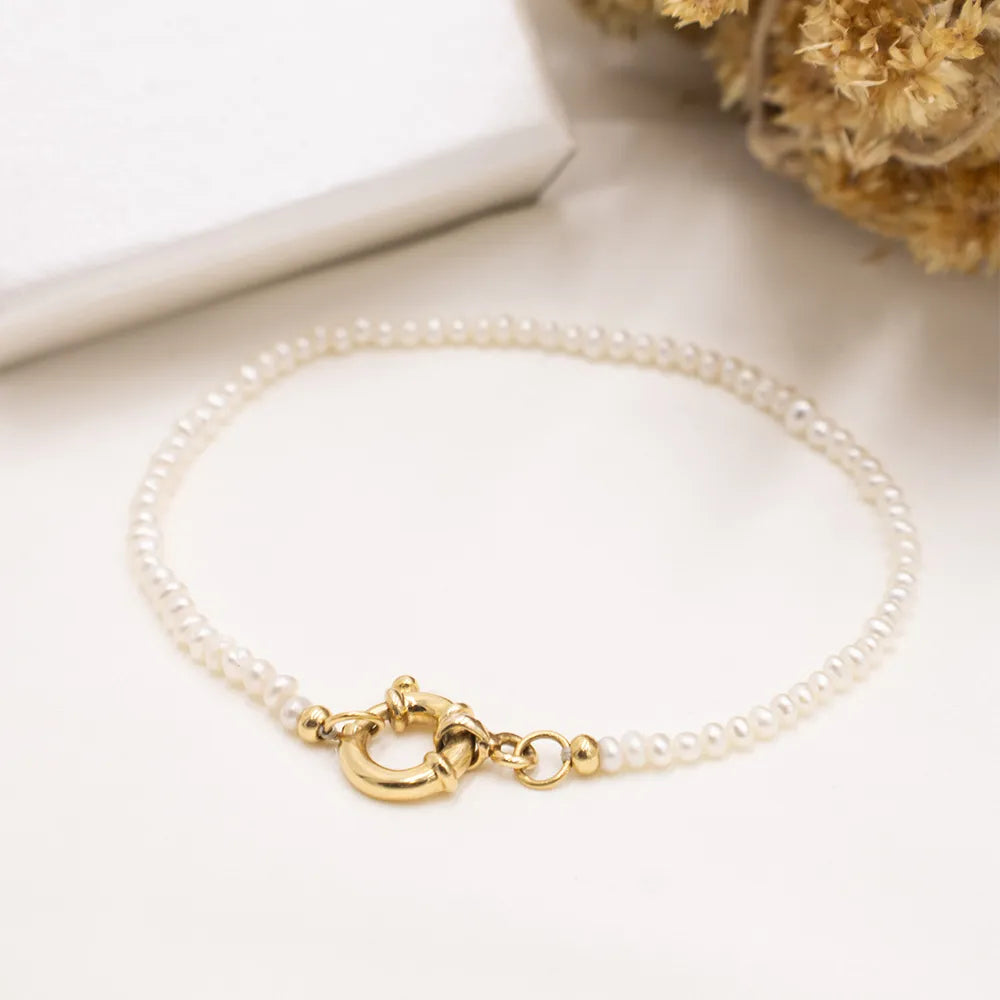 Pulsera de perlas con Oro 18k