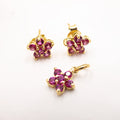Juego de Aretes y Dije de Oro 18k