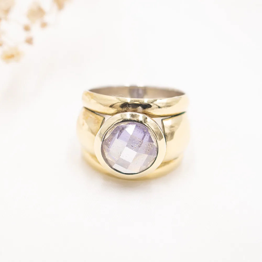 Sortija de plata con laminada de oro 18k