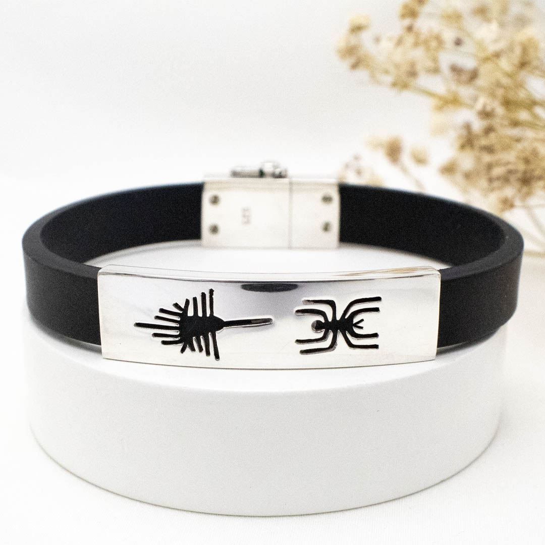 PULSERA DE PLATA CON CAUCHO
