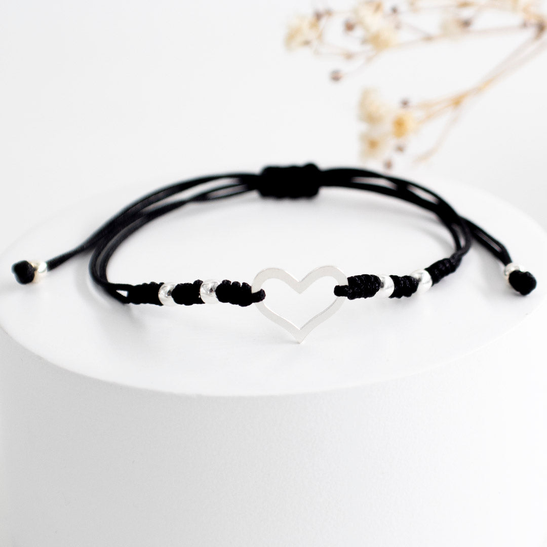 PULSERA GRADUABLE CON DIJE DE PLATA CORAZON