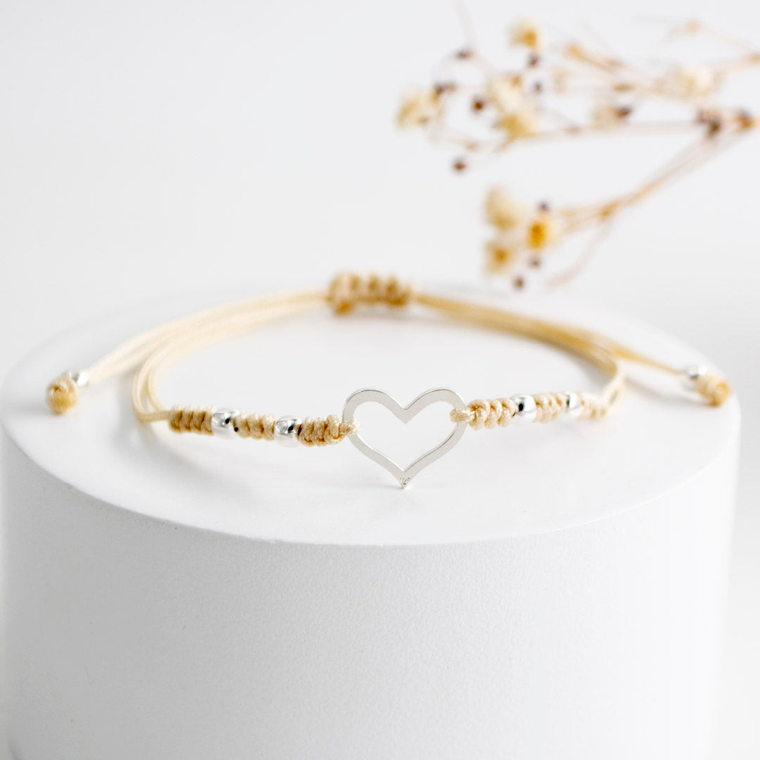 PULSERA GRADUABLE CON DIJE DE PLATA CORAZON