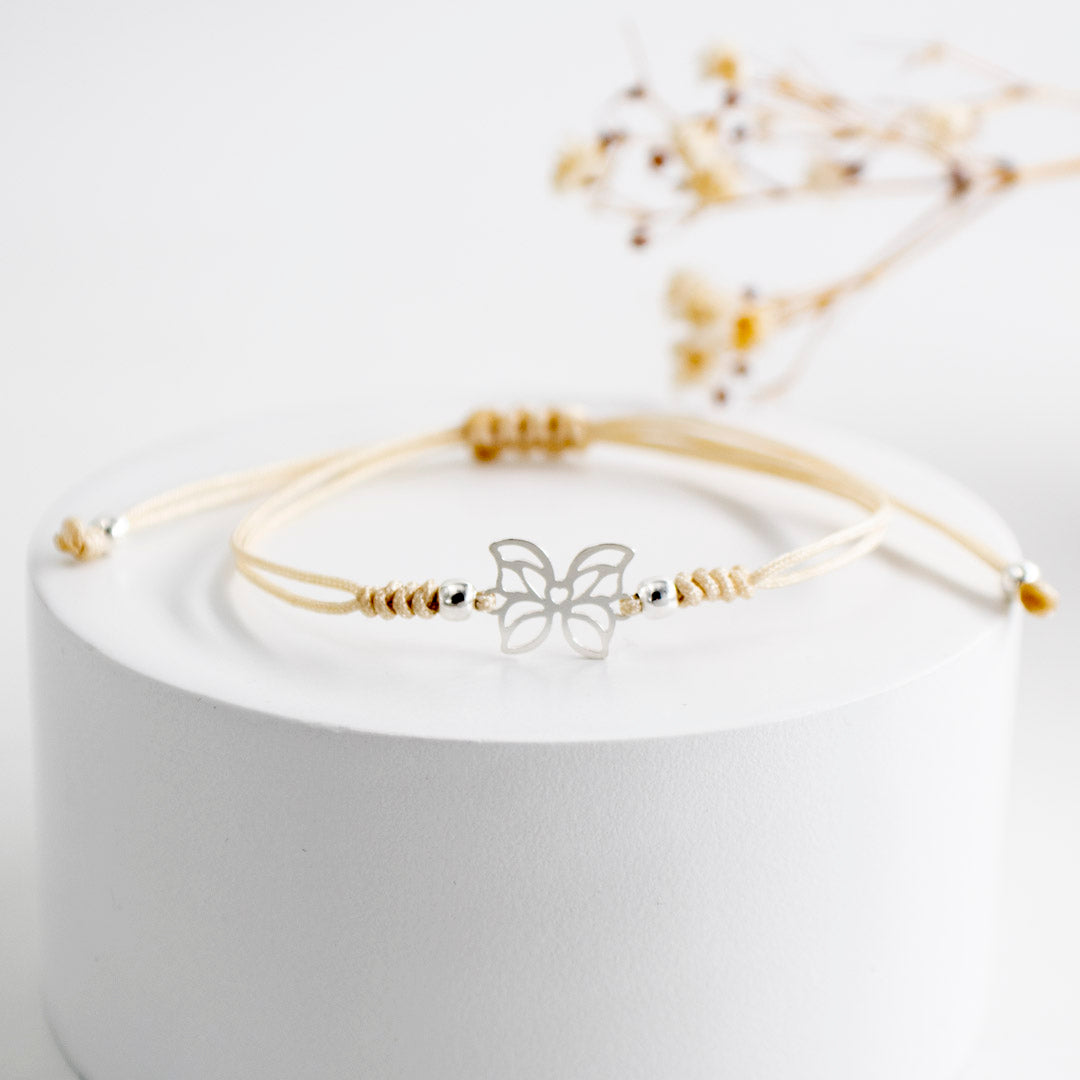 PULSERA GRADUABLE CON DIJE DE PLATA MARIPOSA