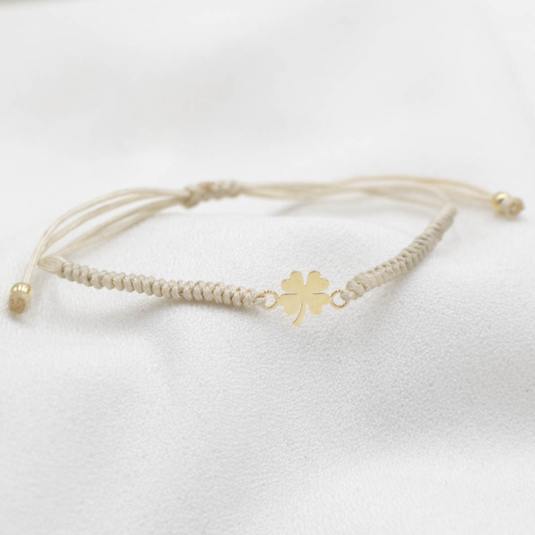PULSERA GRADUABLE TEJIDA CON DIJE DE ORO 18K