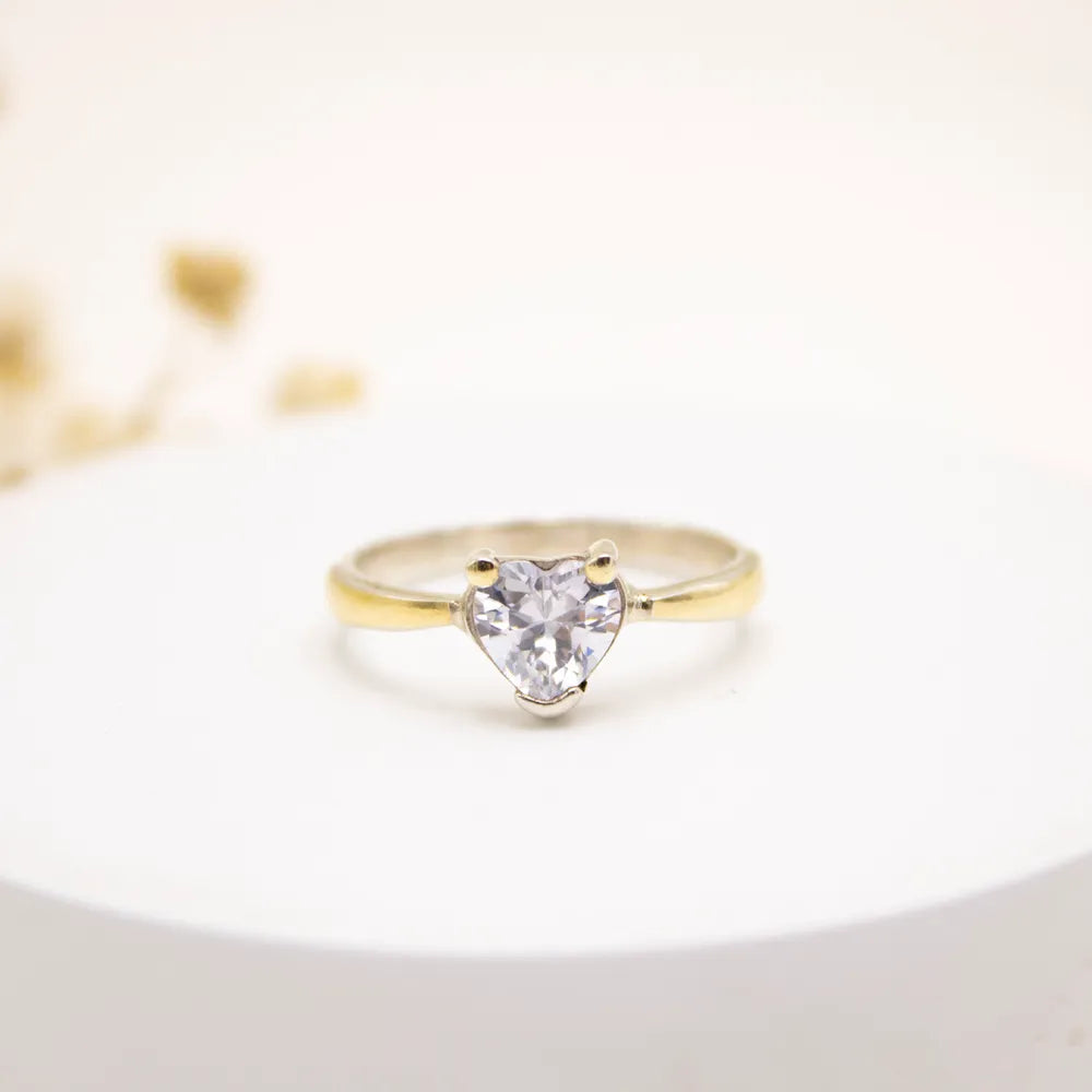 Anillo de compromiso en plata 950 con lámina de oro 18K